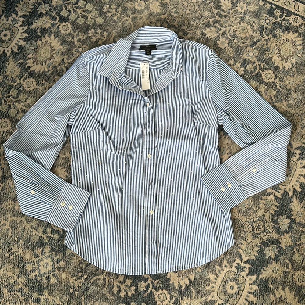 J. Crew Slim Fit Rhinestone Striped Button Down